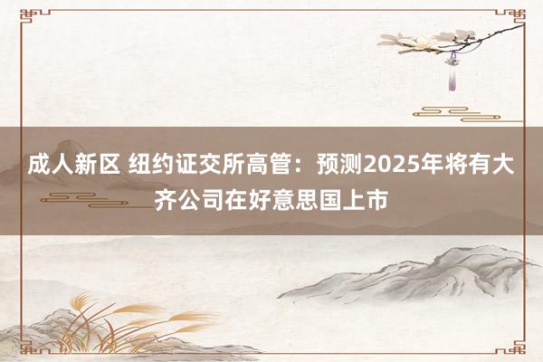 成人新区 纽约证交所高管：预测2025年将有大齐公司在好意思国上市