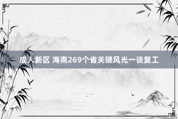 成人新区 海南269个省关键风光一谈复工