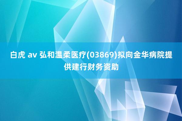 白虎 av 弘和温柔医疗(03869)拟向金华病院提供建行财务资助