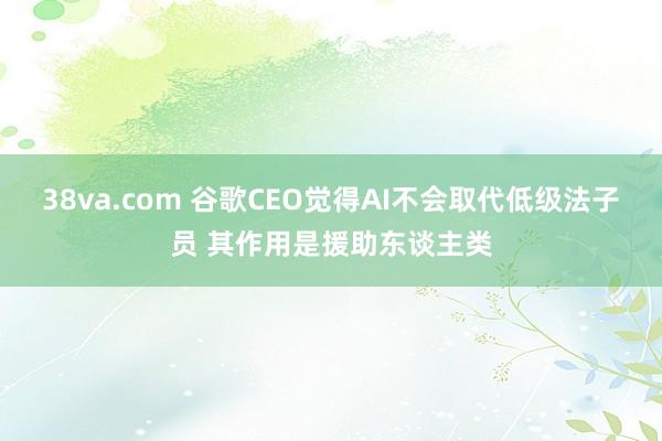 38va.com 谷歌CEO觉得AI不会取代低级法子员 其作用是援助东谈主类