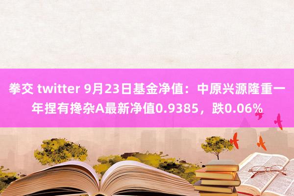 拳交 twitter 9月23日基金净值：中原兴源隆重一年捏有搀杂A最新净值0.9385，跌0.06%