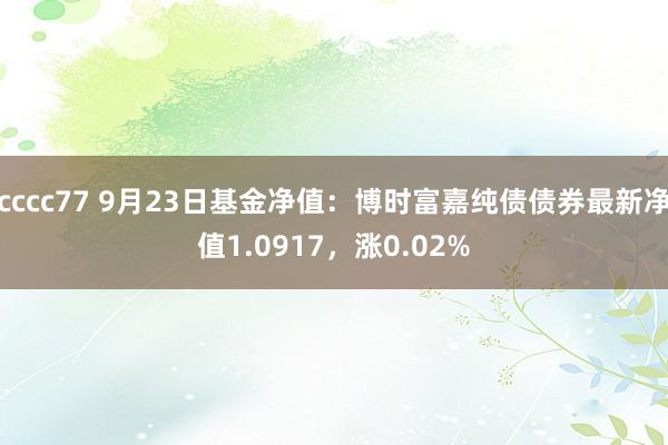 cccc77 9月23日基金净值：博时富嘉纯债债券最新净值1.0917，涨0.02%