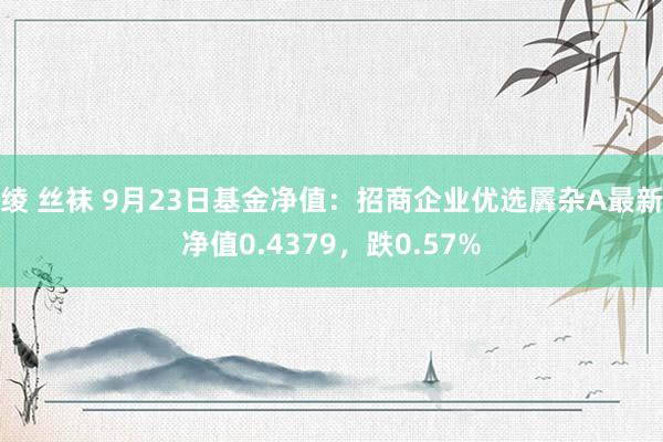 绫 丝袜 9月23日基金净值：招商企业优选羼杂A最新净值0.4379，跌0.57%