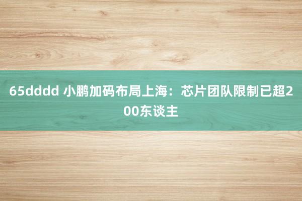 65dddd 小鹏加码布局上海：芯片团队限制已超200东谈主