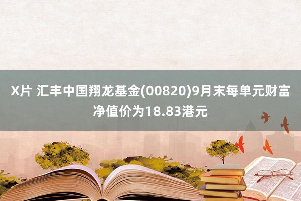 X片 汇丰中国翔龙基金(00820)9月末每单元财富净值价为18.83港元