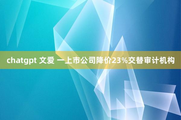 chatgpt 文爱 一上市公司降价23%交替审计机构