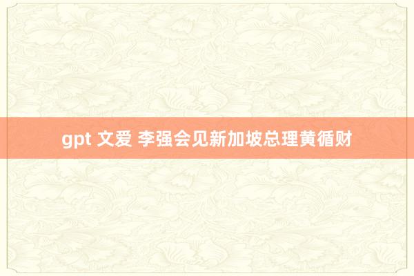 gpt 文爱 李强会见新加坡总理黄循财