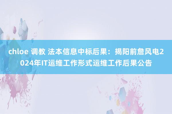 chloe 调教 法本信息中标后果：揭阳前詹风电2024年IT运维工作形式运维工作后果公告