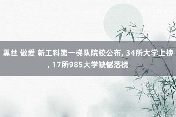 黑丝 做爱 新工科第一梯队院校公布， 34所大学上榜， 17所985大学缺憾落榜