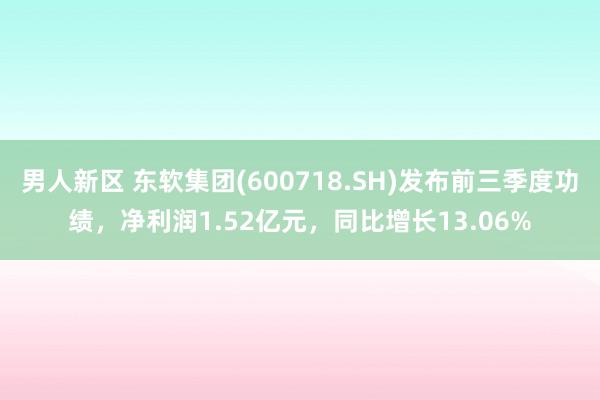 男人新区 东软集团(600718.SH)发布前三季度功绩，净利润1.52亿元，同比增长13.06%