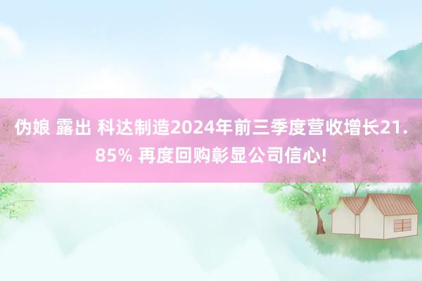 伪娘 露出 科达制造2024年前三季度营收增长21.85% 再度回购彰显公司信心!