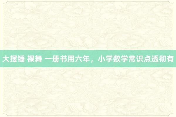 大摆锤 裸舞 一册书用六年，小学数学常识点透彻有