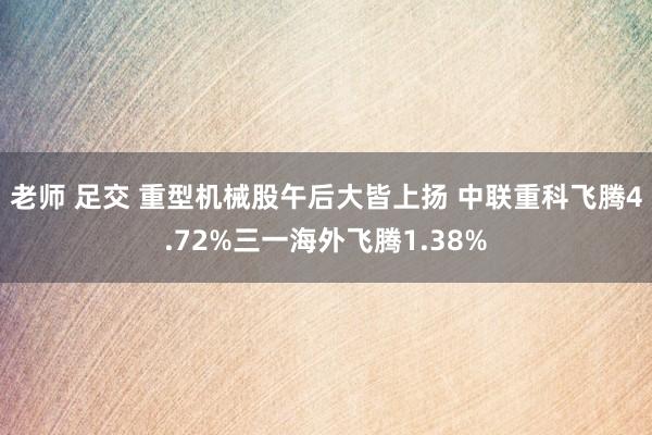 老师 足交 重型机械股午后大皆上扬 中联重科飞腾4.72%三一海外飞腾1.38%